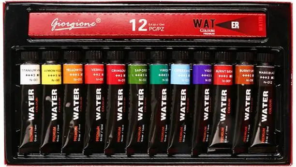 Qunex care Water Colour Paint Set 12 Colors 12ml Tubes Non-Toxic Paint for Beginners Artist  (Set of 12, Multicolor)