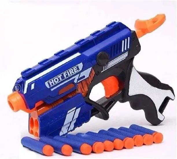 Mira Farmcraft Hot Fire Soft Toy Safe & Long Range Shooting with 10 Foam Bullets Guns & Darts  (Blue)